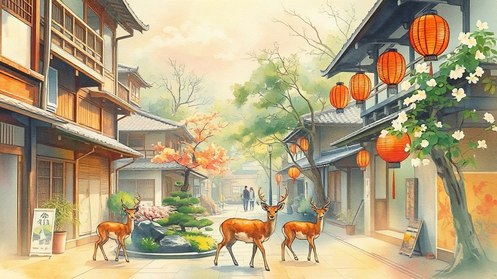 4일차: 근교 여행 (교토 or 나라) (watercolor 스타일)