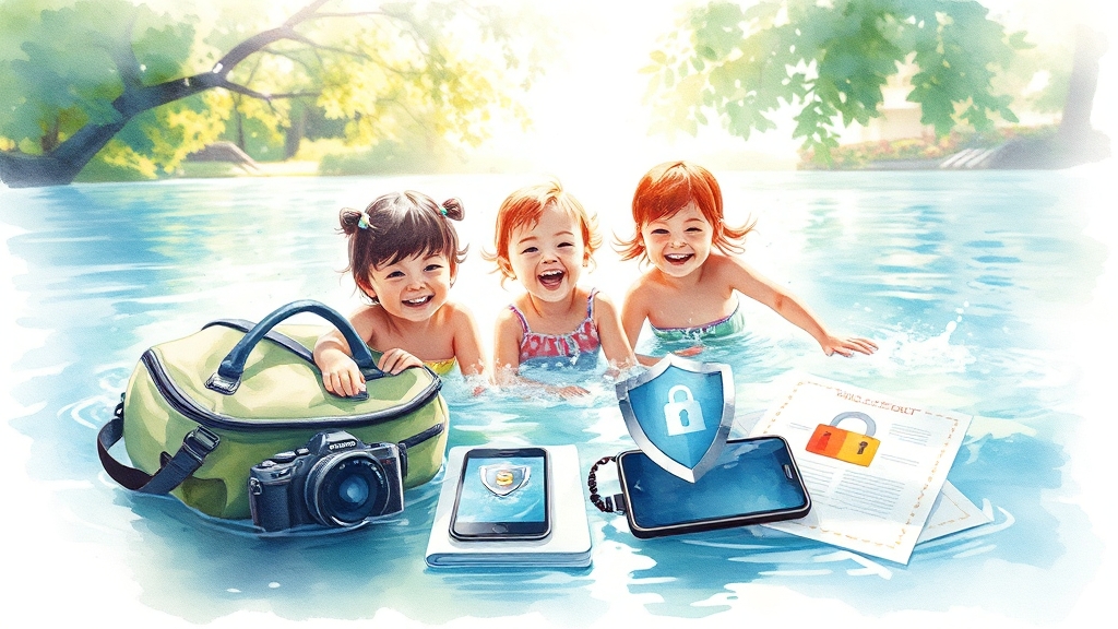 가족 여행: 필수 보험 체크리스트 (watercolor 스타일)