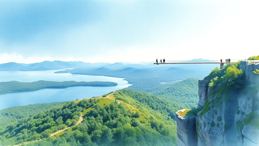 휴양림 주변 가볼 만한 곳 (watercolor 스타일)