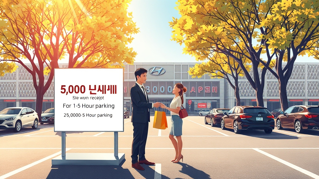 쇼핑 금액별 무료 주차 혜택 (illustration 스타일)