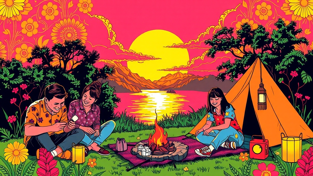 함께 가는 사람별 추천 캠핑장 (popart 스타일)