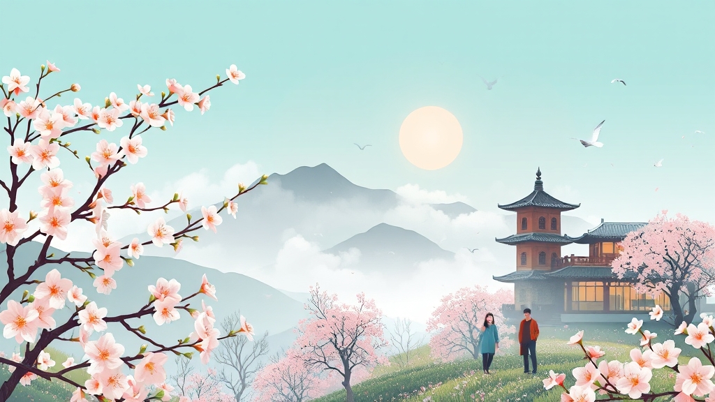 해외여행, 봄꽃을 만나다 (illustration 스타일)