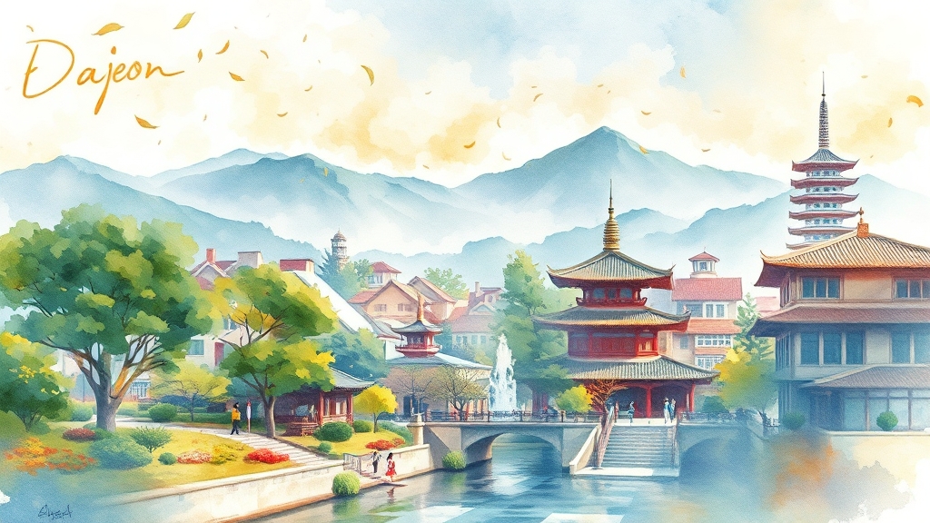 대전 대표 관광 명소 TOP10 (watercolor 스타일)