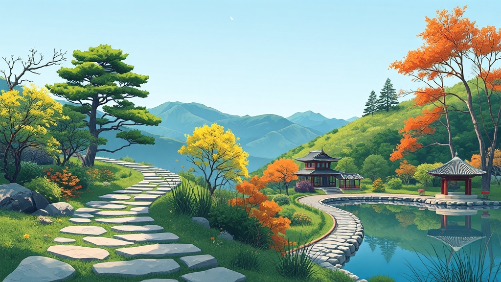 대전의 아름다운 자연 & 힐링 명소 (illustration 스타일)