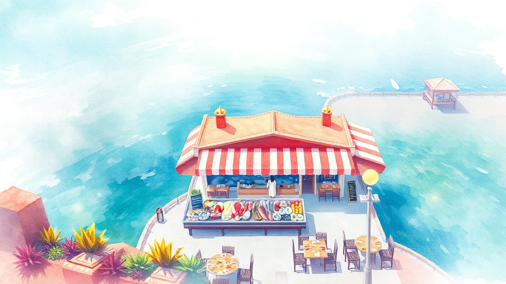 미야코지마 맛집 탐험 (watercolor 스타일)