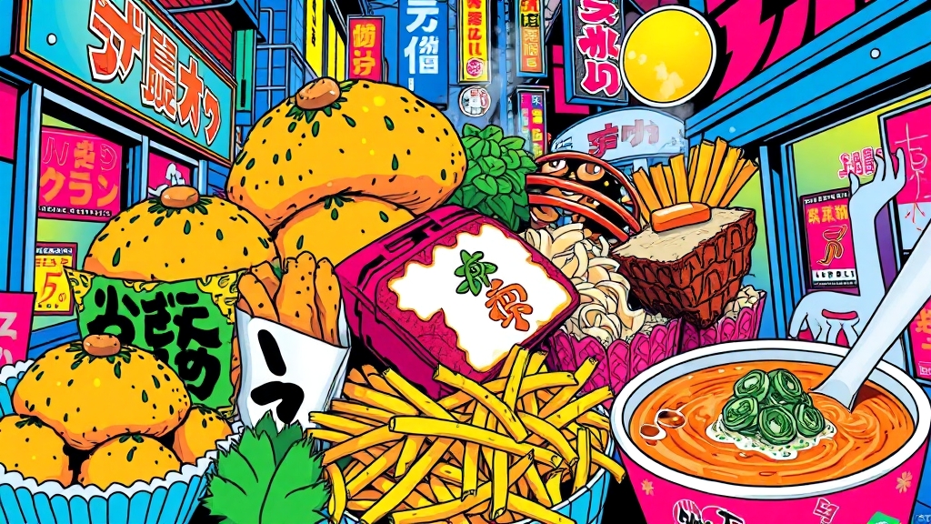 오사카 대표 음식은? (popart 스타일)