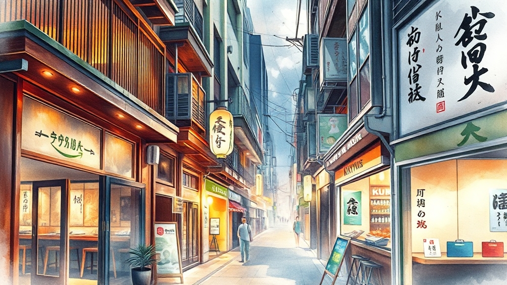 난바 맛집 추천 (watercolor 스타일)