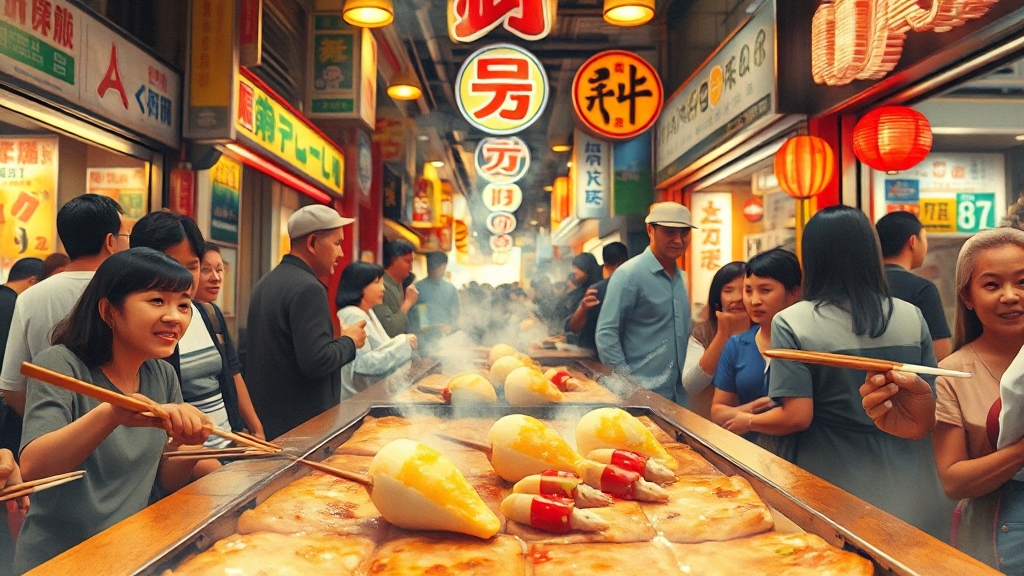 오사카 맛집 TOP 5 (watercolor 스타일)