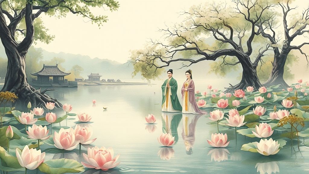연꽃의 상징성과 백제 문화 체험 (watercolor 스타일)
