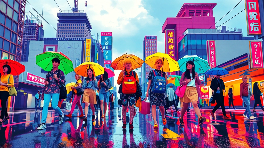 장마철 여행, 준비물은? (popart 스타일)