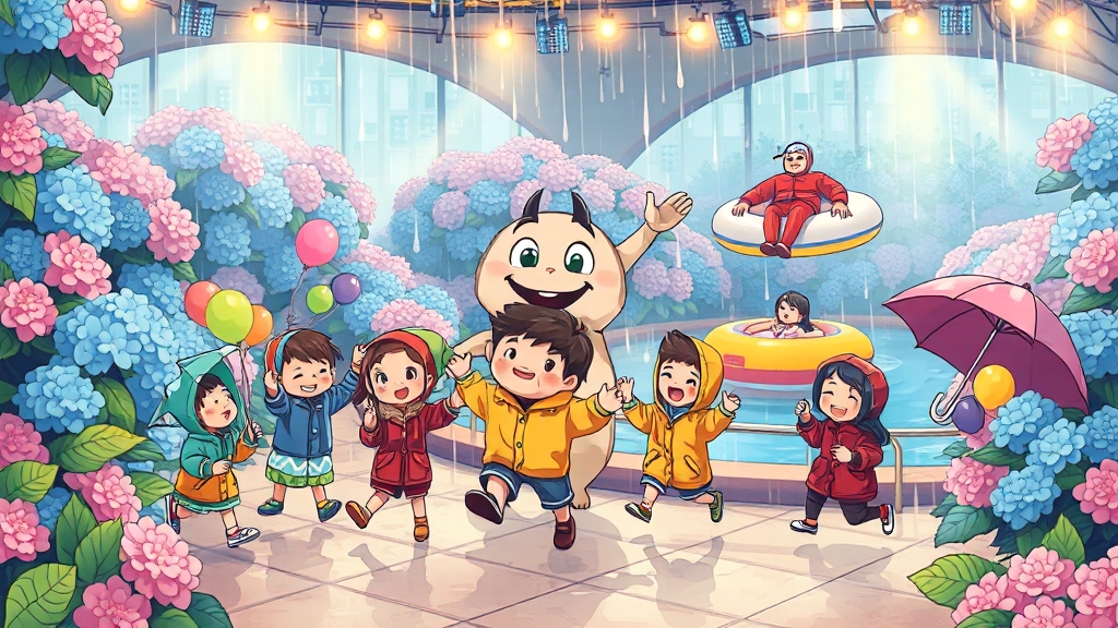장마철 추천 활동 및 주의사항 (cartoon 스타일)