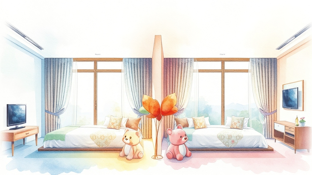 객실, 어디에서 묵을까? (watercolor 스타일)