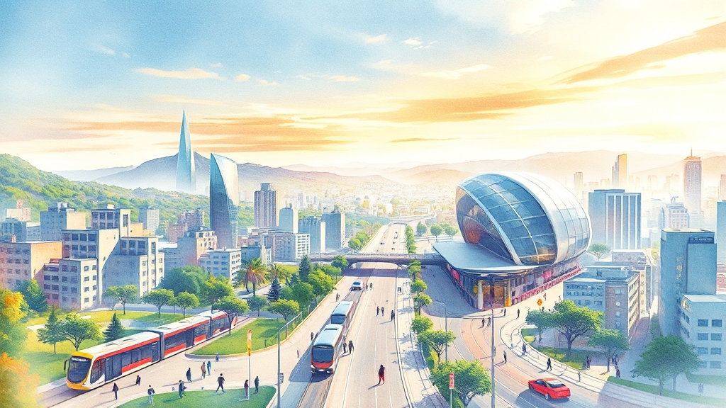 청주 도시 기본 계획 2040 영향 (watercolor 스타일)