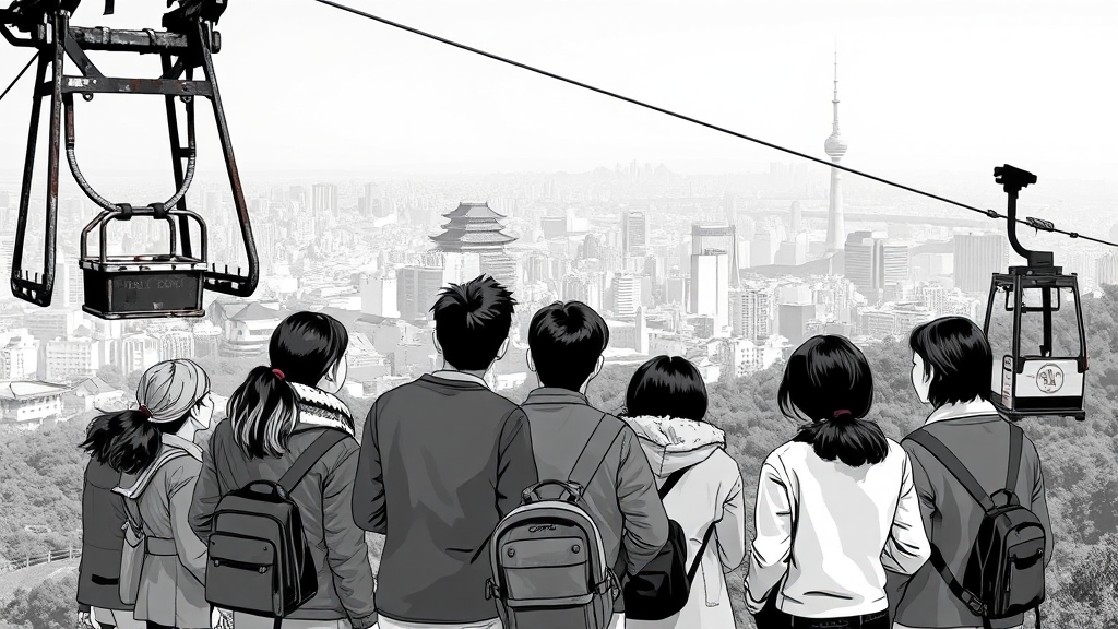 남산 케이블카의 역사 (illustration 스타일)