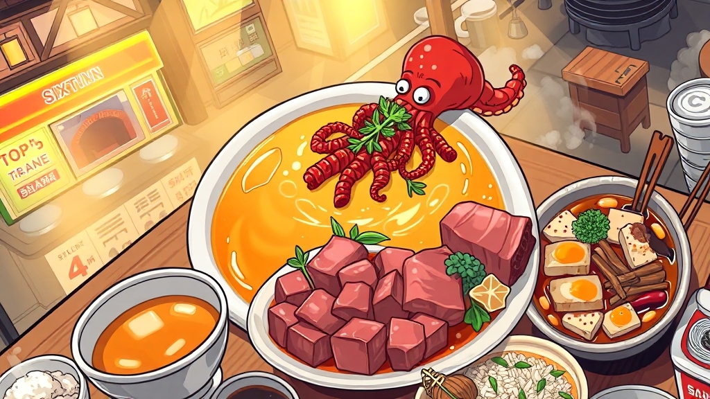 방송 맛집 메뉴 & 특징 (cartoon 스타일)