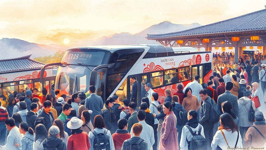 추석 버스 이용 시 주의사항 (watercolor 스타일)