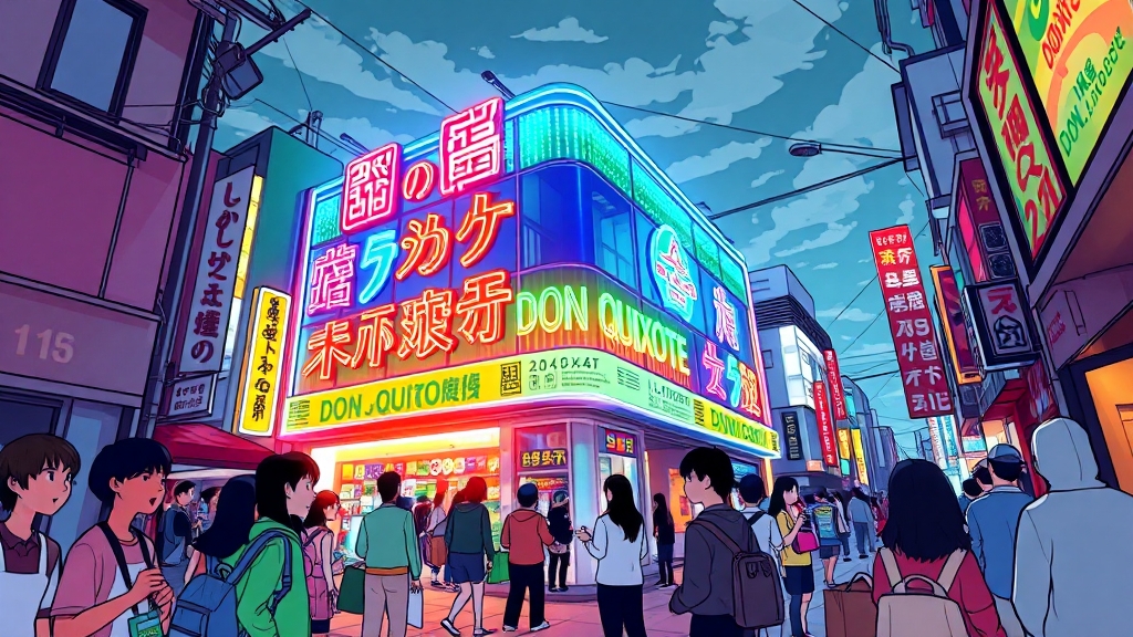 돈키호테 매장 위치 & 운영시간 (cartoon 스타일)