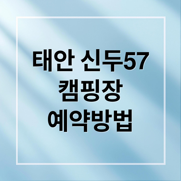 태안 신두57캠핑장 완벽 가이드: 예약, 시설, 해루질, 주변 관광 A to Z 9