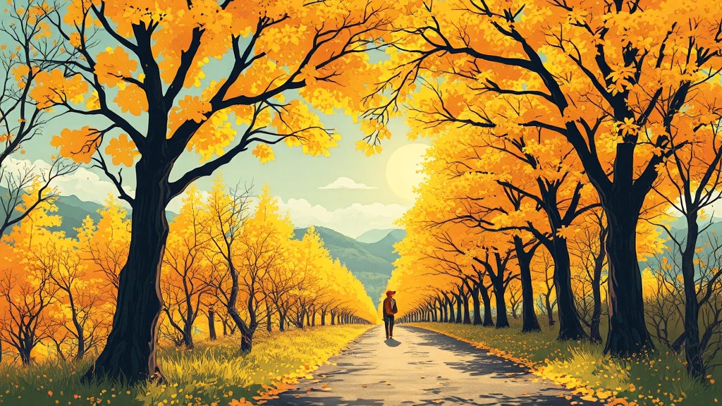 황금빛 숲, 홍천 은행나무숲 (illustration 스타일)