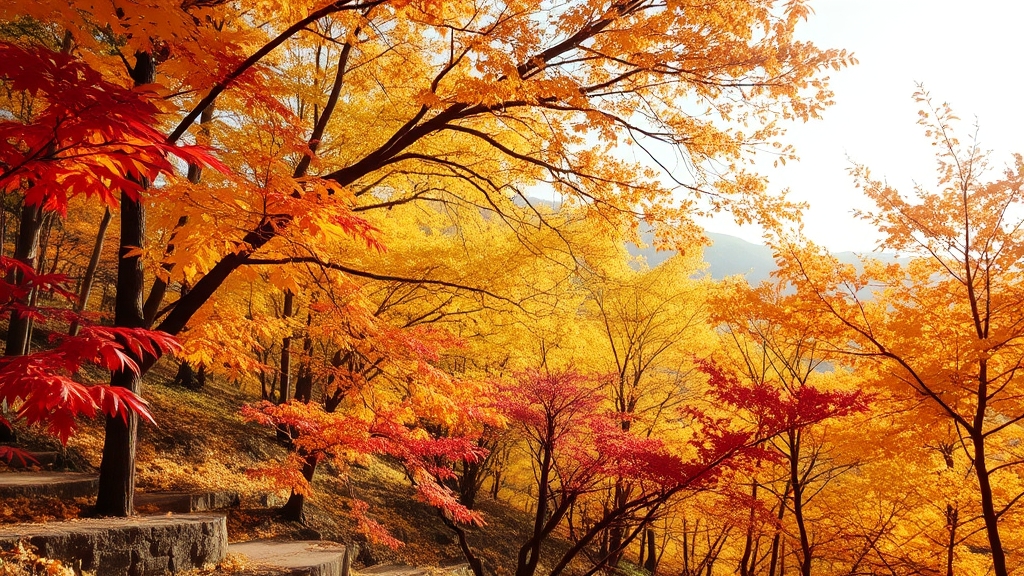 단풍 절정 시기 및 현황 (watercolor 스타일)