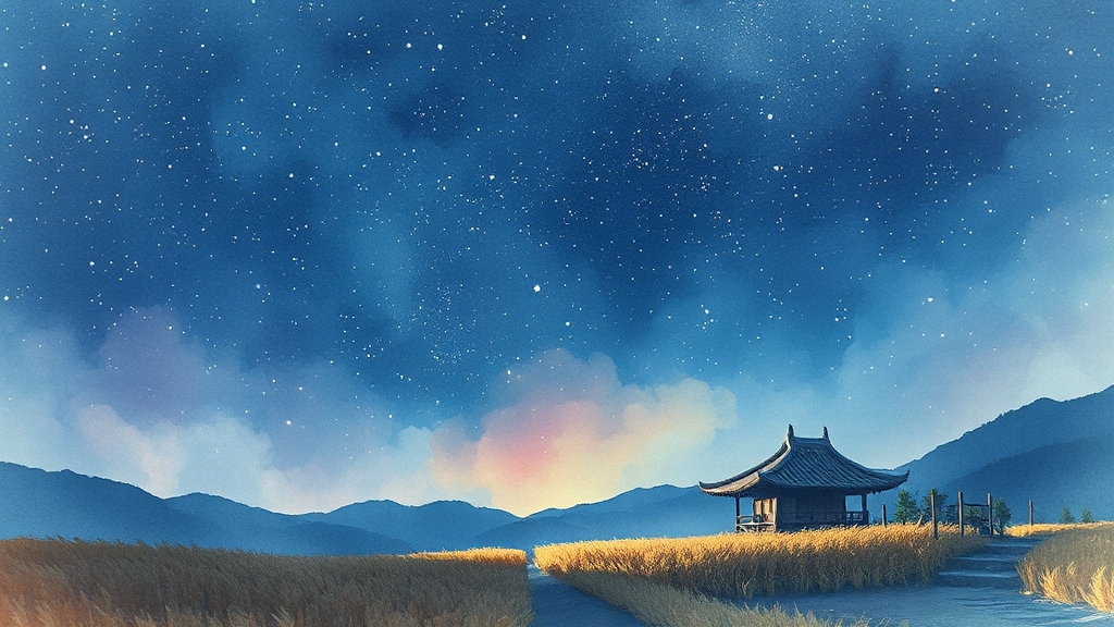 첨성대 역할: 농경 시기 결정 (watercolor 스타일)