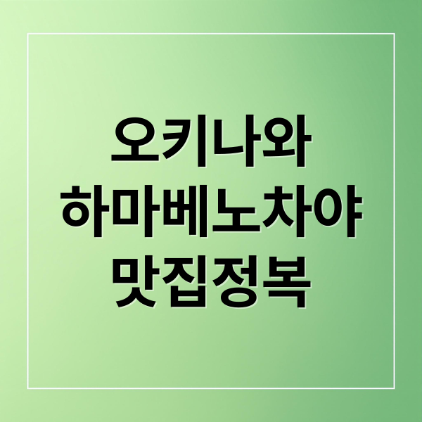 오키나와 하마베노차야 맛집 완전 정복: 숨겨진 맛집부터 여행 코스까지! 7