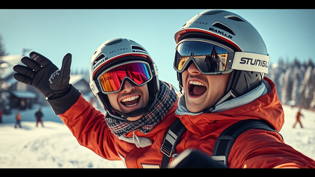 스키장 이용 시 안전 및 준비사항 (realistic 스타일)