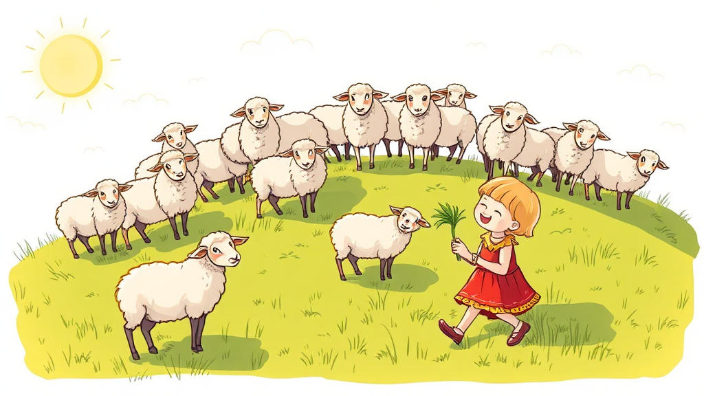 양 먹이 주기 체험 (illustration 스타일)