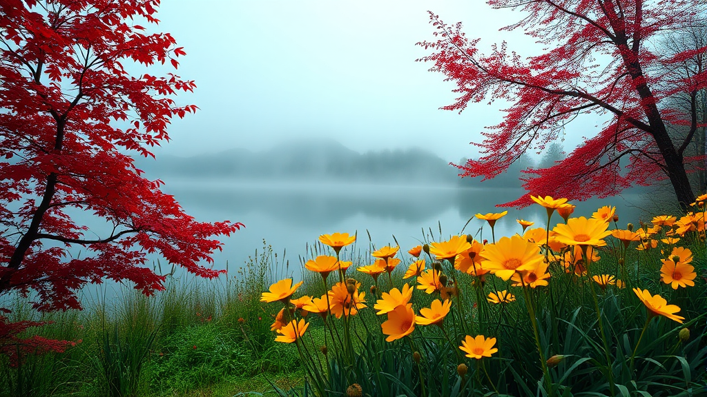 사계절 매력 만점 풍경 (realistic 스타일)