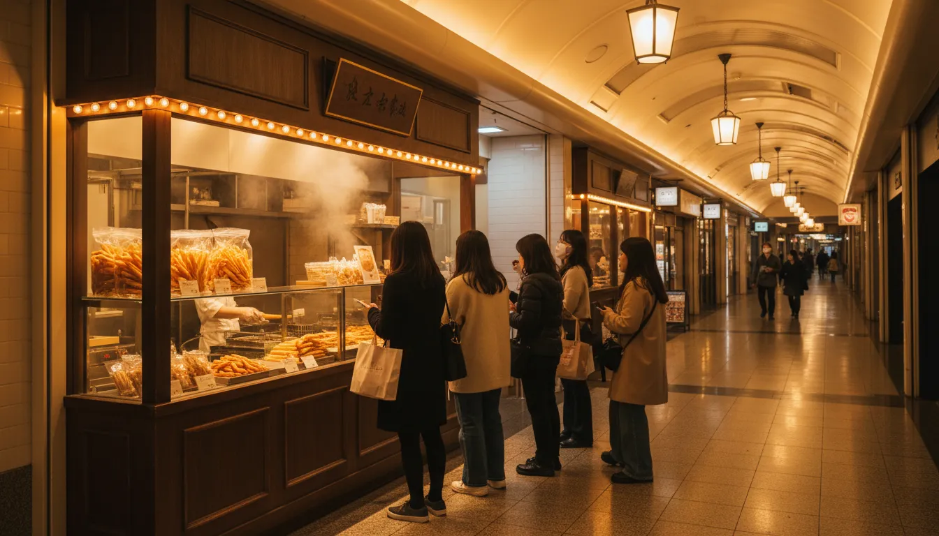 후쿠오카 텐진 지하상가 속 달콤한 명소, 이모야킨지로 위치