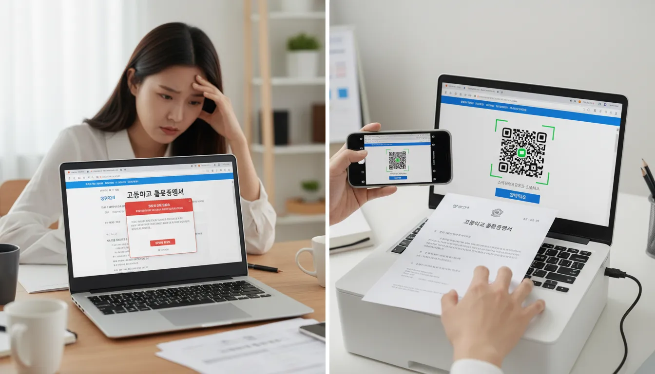 고등학교 졸업증명서 인터넷발급 정부24 공동인증서 오류 해결 민원 신청