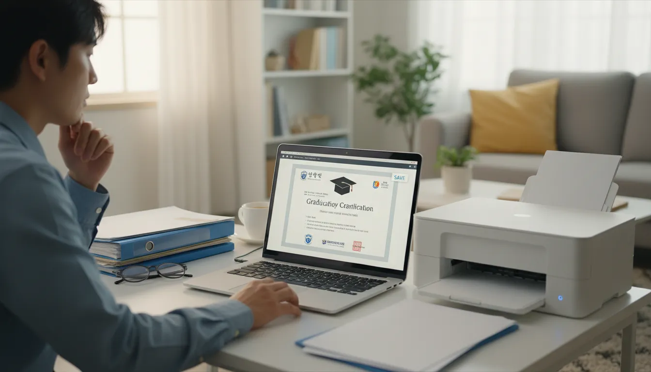 고등학교 졸업증명서 인터넷발급 PDF 저장 안될 때 조치 방법 파일 보관